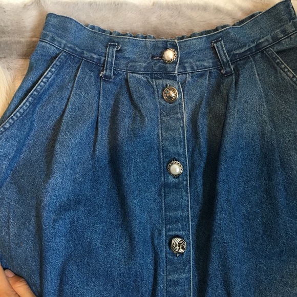 Vintage Jean Midi Button Skirt - Picture 3 of 7